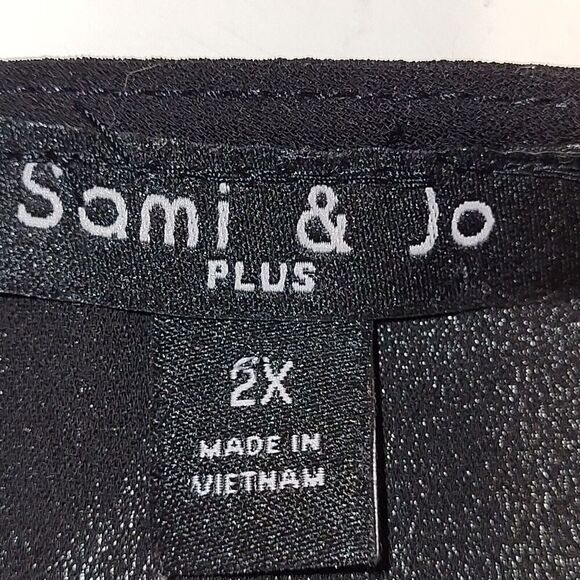 Sami & Jo Plus Size 2X Black Sheer Blouse Sleeveless Asymmetrical Hem Office - Picture 2 of 15